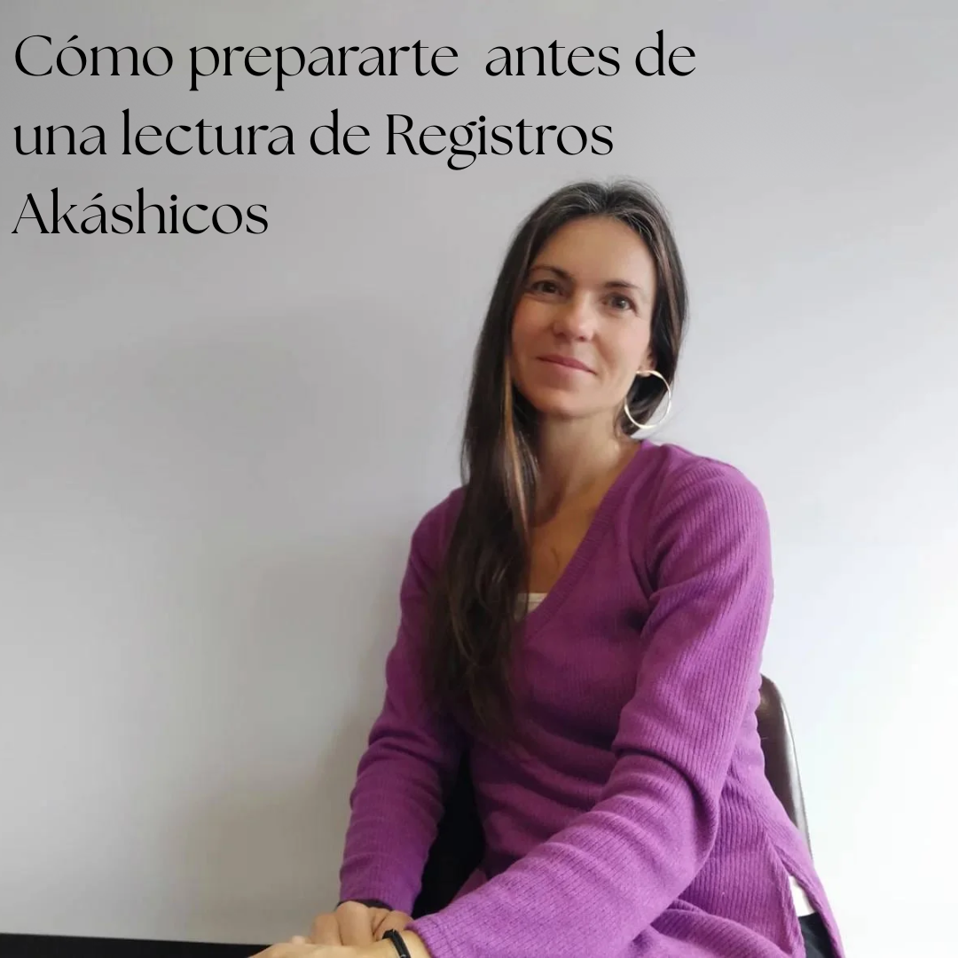 Veronica Martinez junto a un texto "Como prepararte antes de una lectura de Registros Akashicos"
